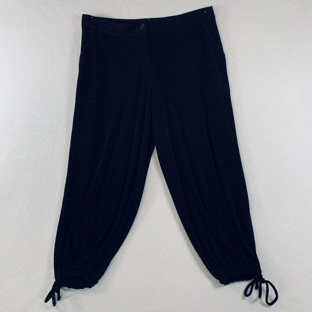 Chico's Travelers Women's Zip Fly Adjustable Tie Ankle Pants Black Size 2 L/12